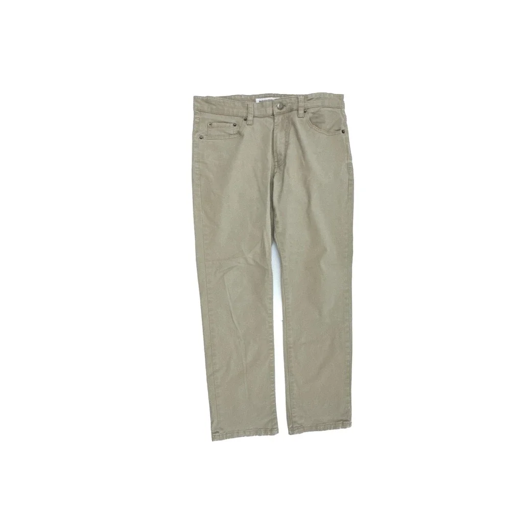 Amazon Essentials Twill Pants Mens 32x28 Beige Slim Fit 5-Pocket Chino Trousers